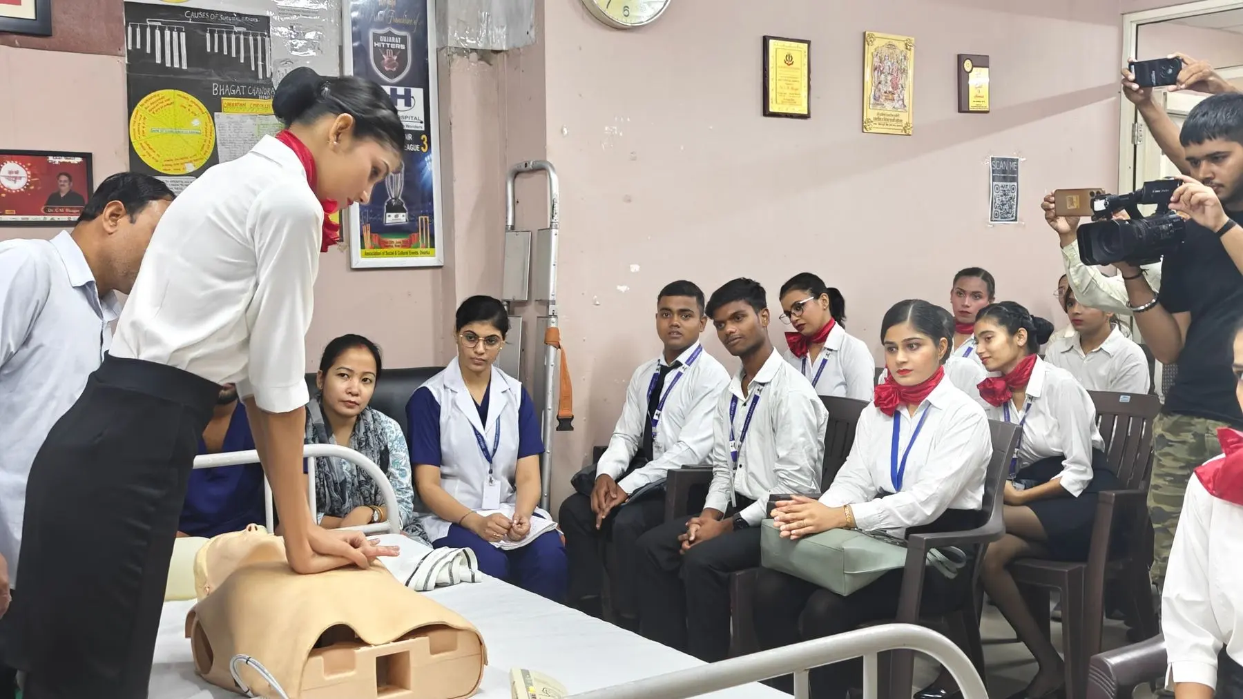 Students seated in a smart classroom during a training session
