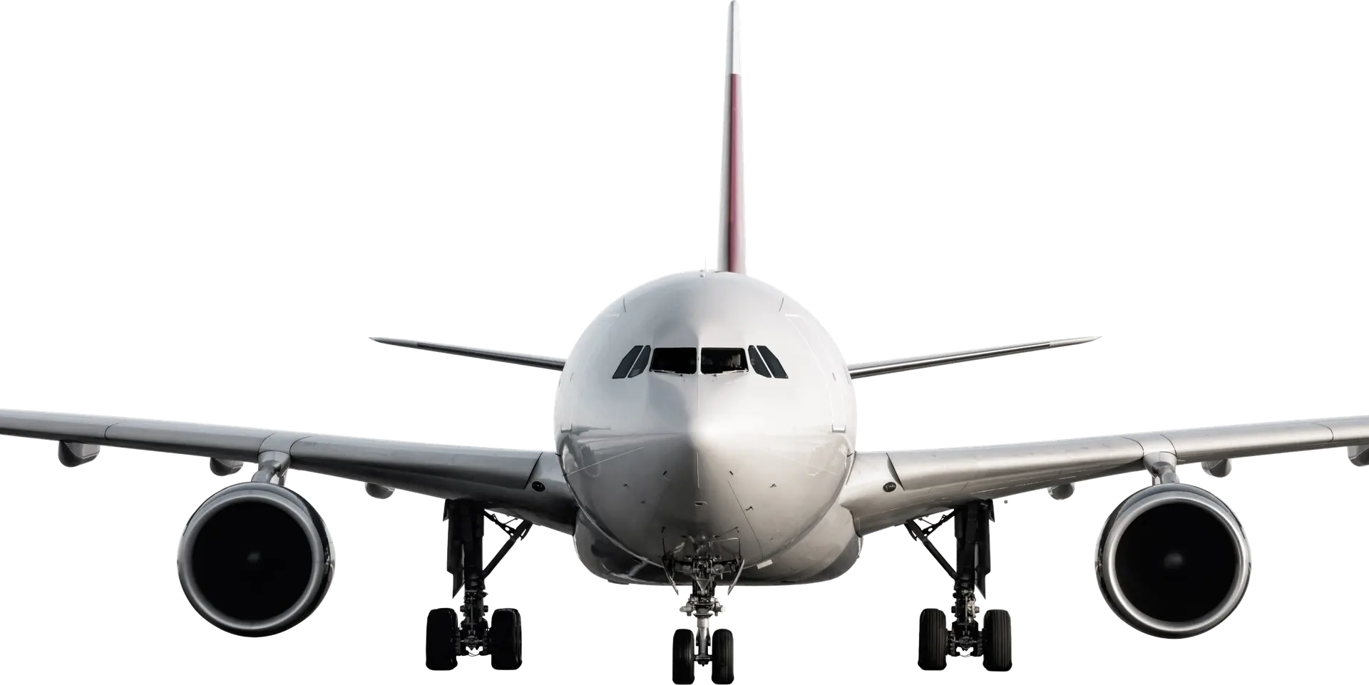 Passenger jet on the runway, shot head-on, ready for take-off
